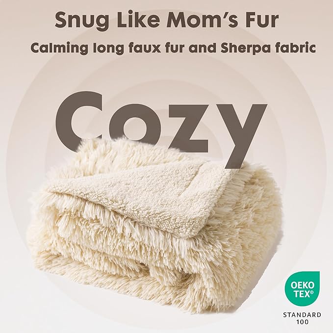 gogobunny Waterproof Dog Blanket for Large Dogs, Cats, Puppy, Reversible Faux Fur Pet Throw Blanket, Washable, Calming Furniture Protection for Sofa Bed (33x77 Inch (Pack of 1), Beige)