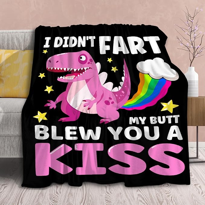 Funny Dinosaur Blanket Gift for Girls Boys- 120x90 Inches Soft Flannel Dino Throws Blankets Funny Gift for Teen Women Men Adult Cute Dinosaur Lover Gifts for Bed Sofa Couch-King Size