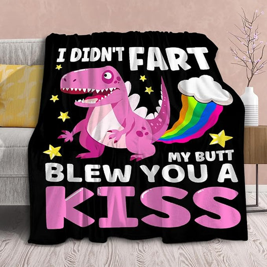 Funny Dinosaur Blanket Gift for Girls Boys- 120x90 Inches Soft Flannel Dino Throws Blankets Funny Gift for Teen Women Men Adult Cute Dinosaur Lover Gifts for Bed Sofa Couch-King Size