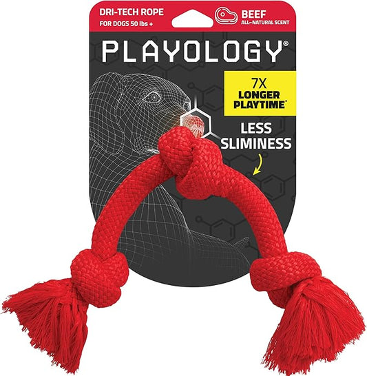 Playology Dog Toys | Dri-Tech Rope Toy Tug of War Rope for Aggressive Chewers | Jumbo Beef Scented Toy - Easy to Clean and Made from Non Toxic Materials