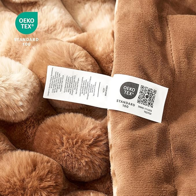 Cozy Bliss Faux Fur Throw Blanket for Couch, Cozy Warm Plush Striped Blanket for Sofa Bedroom Living Room, 90 * 90 Inches Tie-dye Brown