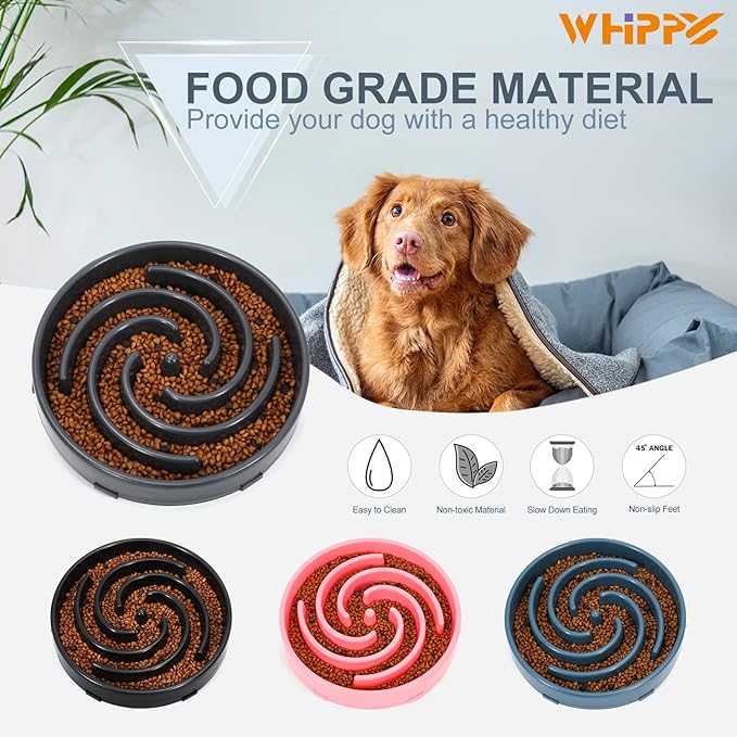Slow Feeder Large Dog Bowl - Non Slip Maze Puzzle Bowl for Medium Dogs - Blue