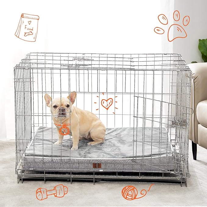 EHEYCIGA Waterproof Dog Bed Memory Foam 35x23, Orthopedic Dog Beds Mat for Large Dogs with Removable Cover, Grey