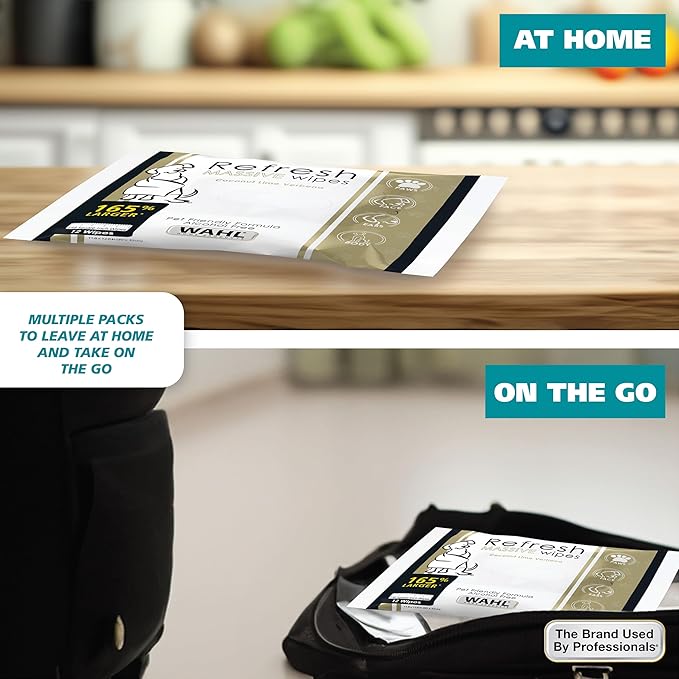 Wahl Refresh Massive Dog Wipes for Cleaning and Odor Control, Face, Body, Butt and Paw Cleaner for Dogs, Coconut Lime Verbena Scent, 36 Count, Model 3027119