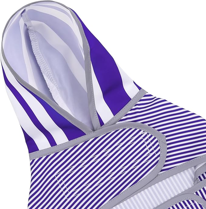 Dog Raincoat for Medium Dogs Puppies Waterproof Hooded Rain Jacket with Reflective Strips Leash Hole & Poncho Adjustable Fit (Bluestripe,L)