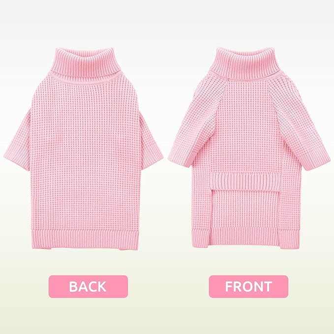 Queenmore Dog Sweaters for Large Dogs, Long Sleeve Warm Dog Sweaters, Turtleneck Knitted Pullover Pet Clothes, XL Dog KintSweater, Cat Knitwear, Pink XL