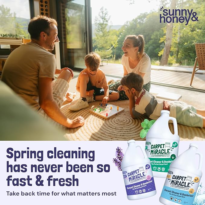 Sunny & Honey Carpet Cleaner Solution - 32 Fl Oz, Light Lavender - Deep Stain Remover & Odor Deodorizer - Pet Carpet Cleaner & Rug Shampoo