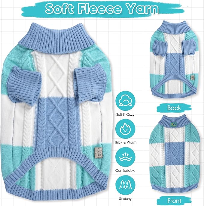 Turtleneck Pet Sweaters for Dogs Boys or Girls,Color Inlay and Moving Needle Pattern Dog Sweater,Pet Clothes,Dog Sweaters,Suitable for Various Breeds Dogs or Sizes (Blue Group,2XL)