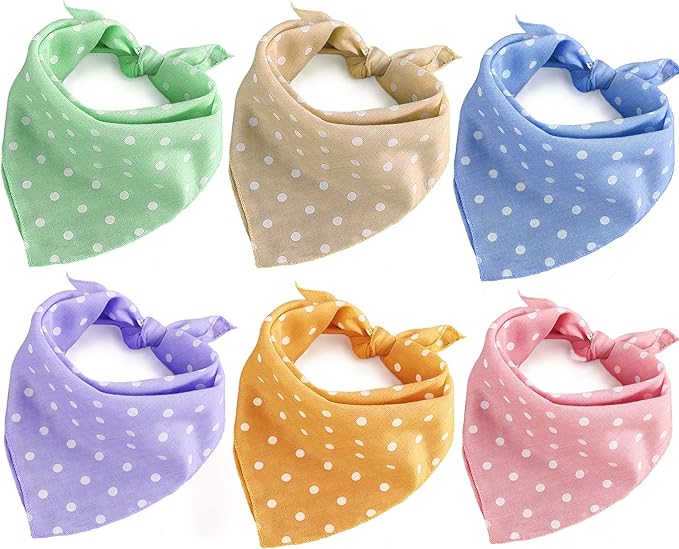 6PCS Fall Dog Bandanas Cat Birthday Cute Soft Cotton Puppy Scarfs Washable Daily Handkerchief Pink Green Blue Orange Purple Gifts, Adjustable Accessories for Small Medium Large Girl Boy Pup Pet