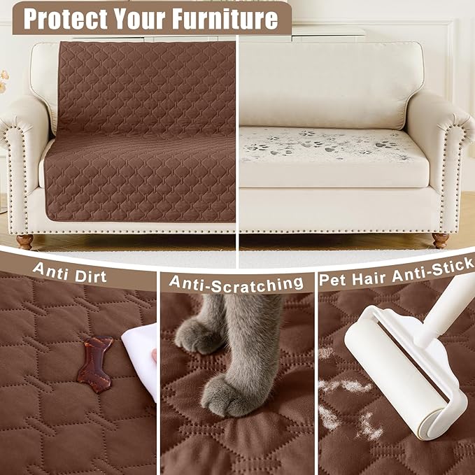 Smiry Waterproof Dog Bed Cover Blanket, Soft Reversible Pet Blanket, Washable Leakproof Cats Dogs Couch Cover for Sofa, Couch, Furniture (30x70 Inch, Brown/Chocolate)