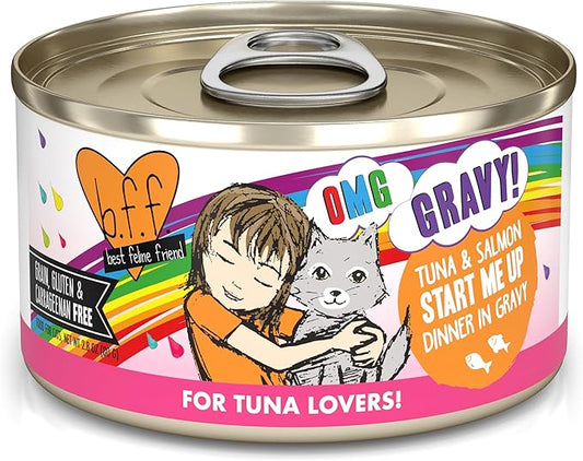 B.F.F. OMG - Best Feline Friend Oh My Gravy!, Tuna & Salmon Start Me Up with Tuna & Salmon, 2.8oz Can (Pack of 12)