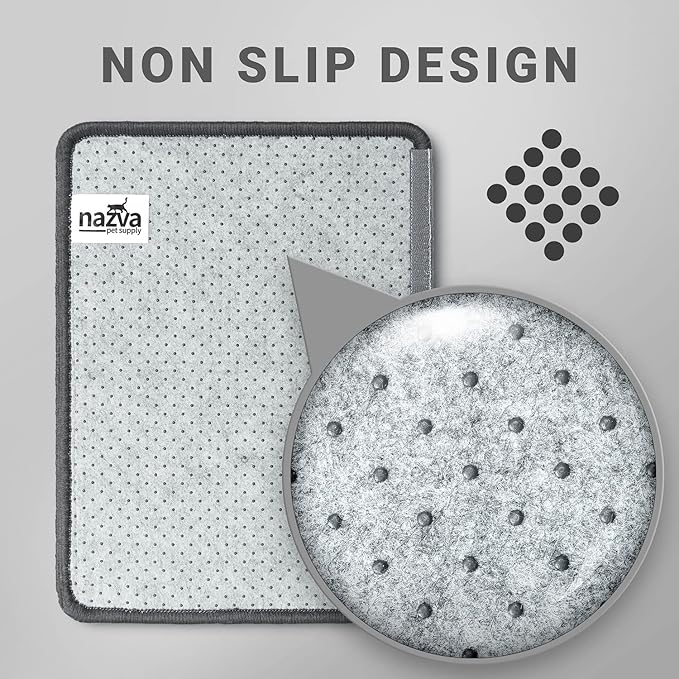 NAZVA Cat Scratcher Mat - 16”x12” (Pack of 2) - Natural Sisal Fabric Scratching Pad Velcro Furniture Carpets Sofas Couch Protector Rug - Grey