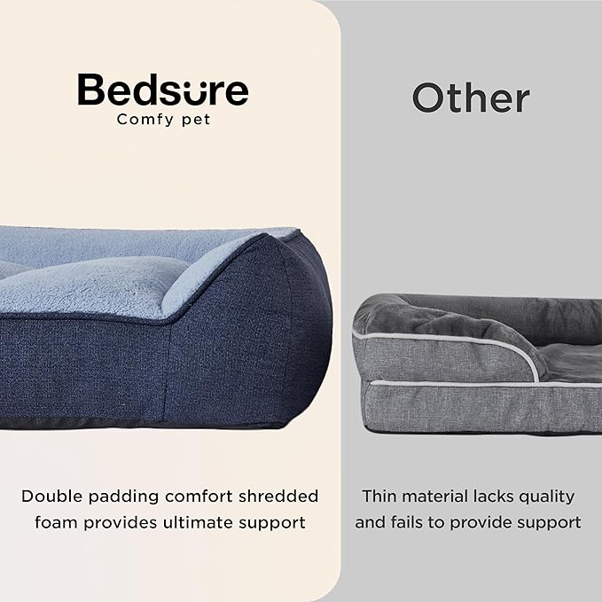 Bedsure XL Plus Orthopedic Dog Beds Large Sized Dog - Extra Thick Supportive Dogs Couch with Waterproof Washable Cover, Jumbo Comfort Pet Bed Sofa with Soft Plush Sherpa and Nonskid Bottom, Blue, 48"