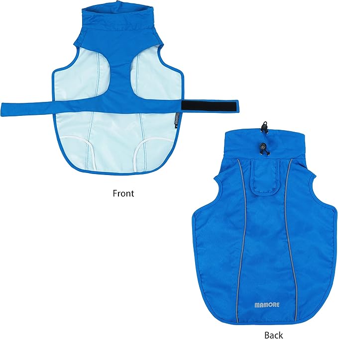 Adjustable Waterproof Dog Raincoat for Dogs,Lightweight Pet Rain Jacket Puppy Clothes with Reflective Strip for Small Medium Large Dogs (Blue, Large)