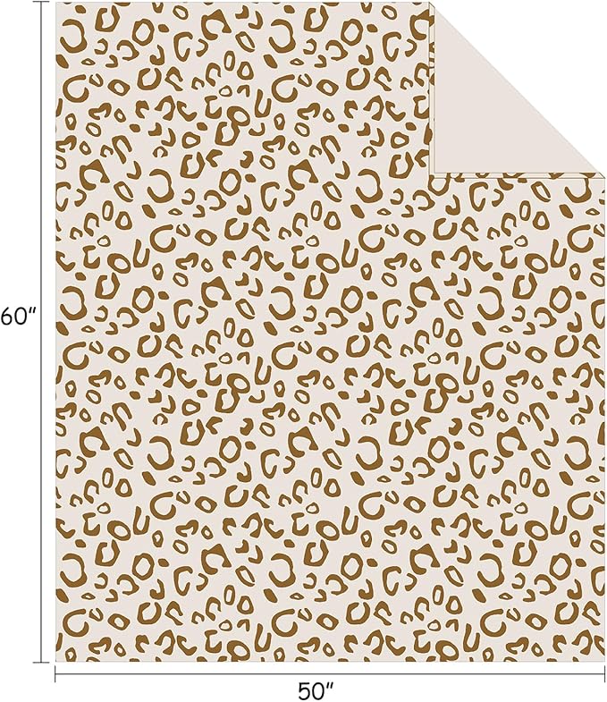 FY FIBER HOUSE Cheetah Print Blanket Flannel Fleece Throw Blanket with 3D Leopard Print, 50"X60", Brown