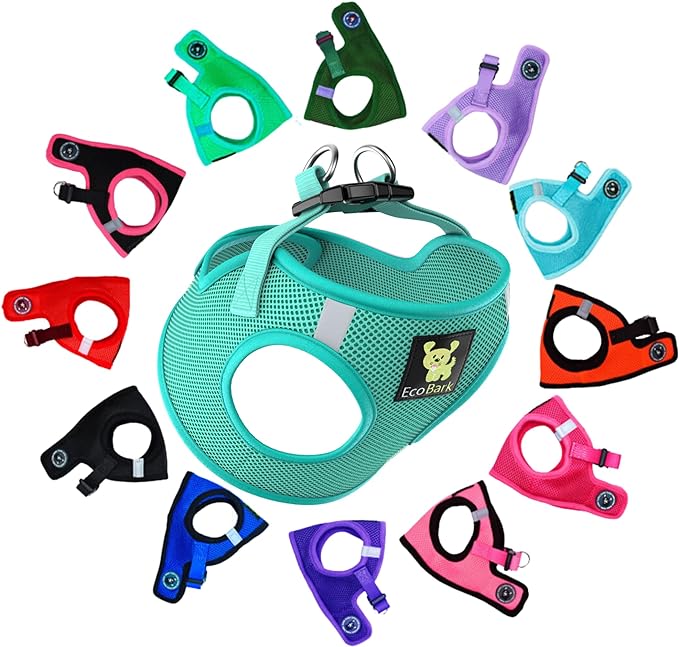 EcoBark Teacup Dog Harness - Luxury Step in Mesh Dog Harnesses in Mint Turquoise