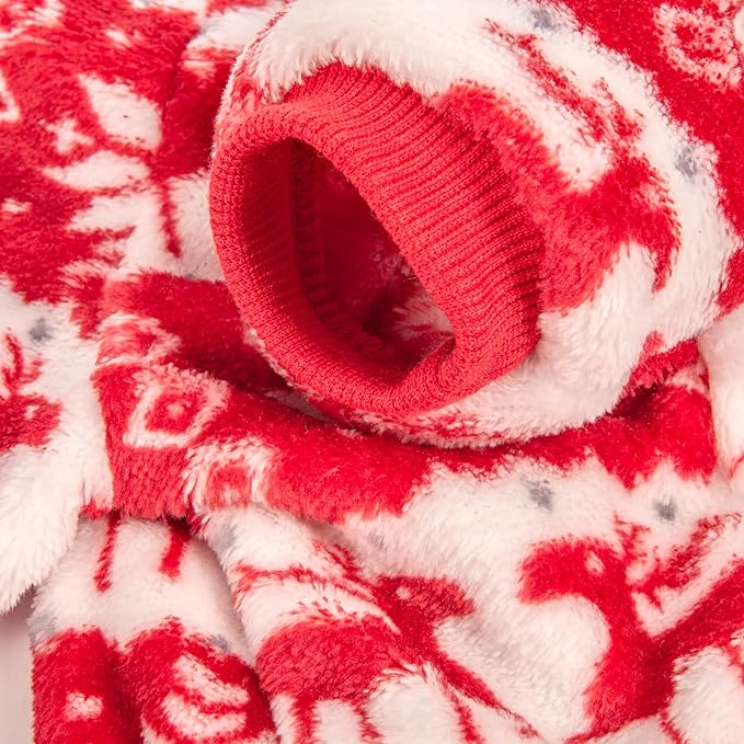 Dog Sweater, 2 Pack Dog Sweaters for Small Dogs or Cats, Girl or Boy, Warm Dog Clothes Shirt Coat for Winter Christmas (Christmas Red, White, Small)