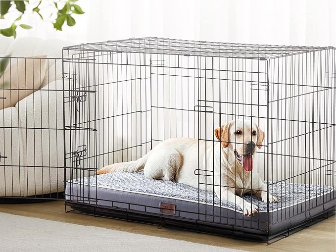 Figopage Orthopedic Memory Foam Dog Bed for Large Dogs, Waterproof Dog Crate Bed, Washable Pet Mat with Removable Cover and Nonskid Bottom