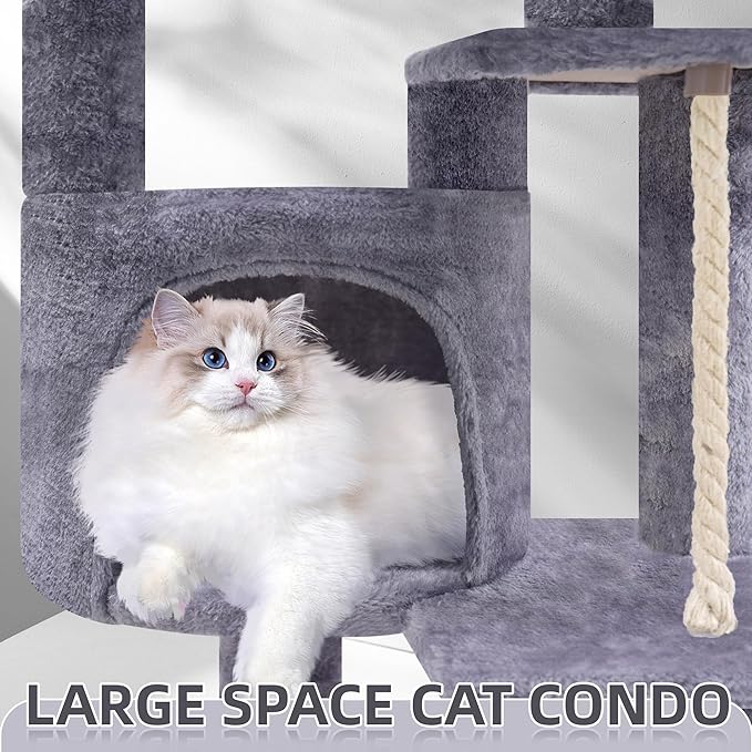 TWDEPART 42.5'' Cat Tree for Indor Cats, Multifunctional Cat Tower with Cozy Condo, Perches, Scratching Posts and Hammock, Grey…