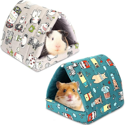 UPINS 2 Pack Guinea Pig Hideout,Guinea Pig Bed Washable Small Animal House Cage Accessories for Mouse Chinchillas Hamsters Hedgehogs Ferrets Bearded Dragons and Rats
