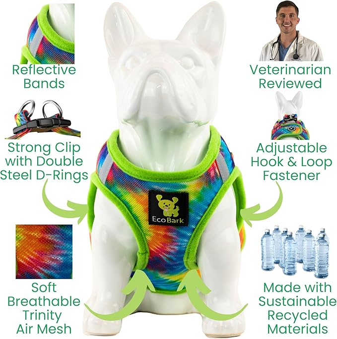 EcoBark Step in Dog Harness - Soft Mesh Dog Vest Harnesses - Reflective Adjustable No Pull and No Choke Halter - Comfort Padded Body Vest