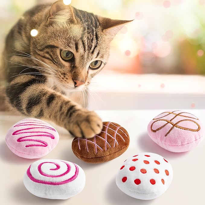 MALLMALL6 Catnip Toys for Cat - 5Pcs Chocolate Truffles Catmint Interactive Teething Chew Kick Cat Toy for Indoor Kitten, Soft Candy Pet Supplies, Pet Birthday Gifts for Kitten Lover