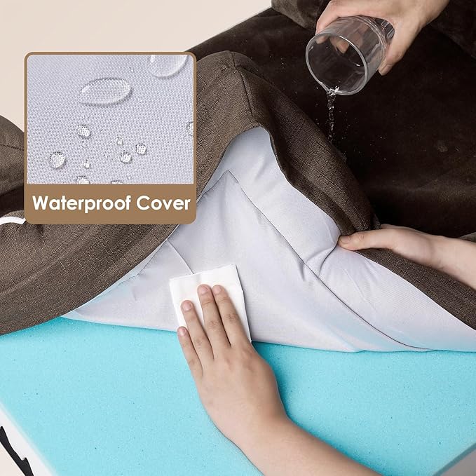 EHEYCIGA Orthopedic Dog Beds for Large Dogs, Waterproof Memory Foam Large Dog Bed with Sides, Non-Slip Bottom and Egg-Crate Foam Pet Couch Bed with Washable Removable Cover, Brown