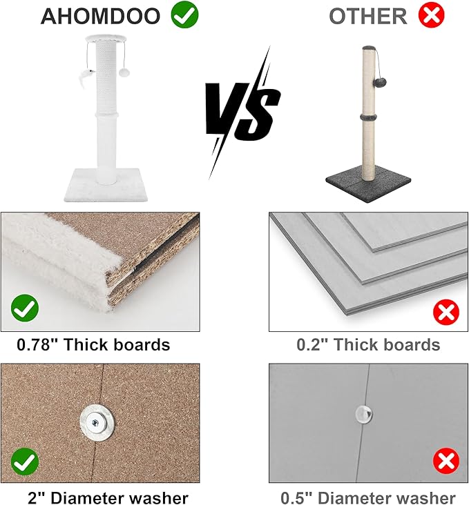 Cat Scratching Post 34 Inches Heavy Duty and Thicker Cat Scratching Post Sisal Rope with Hanging Ball and Mice Scratching Post for Indoor Cats and Adult(White)