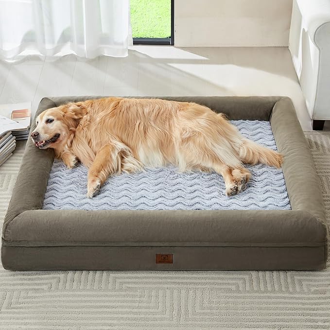 WNPETHOME XL Extra Large Dog Bed, Washable Dog Couch with Removable Waterproof Cover, Orthopedic Large Pet Sofa Bed with Bolster Sides for Sleeping