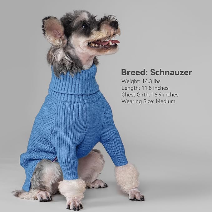 cyeollo 3XL Dog Sweaters for Large Dogs Boy, Stretchable & Cozy Warm Knit Doggy Sweater with Sleeves Turtleneck Fall Winter Cold Weather Big Dog Clothes Like Doberman Labrador, Blue XXXL