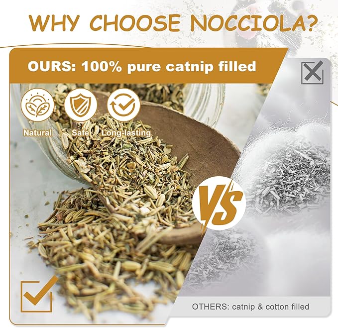 Nocciola 3 Pack Catnip Toys for Cats, Funny Cat Toys Filled with 100% Pure Organic Catnip, Safe Kitten Teething Chew and Kicker Toys, Stress Relieving Fun for Indoor Cats