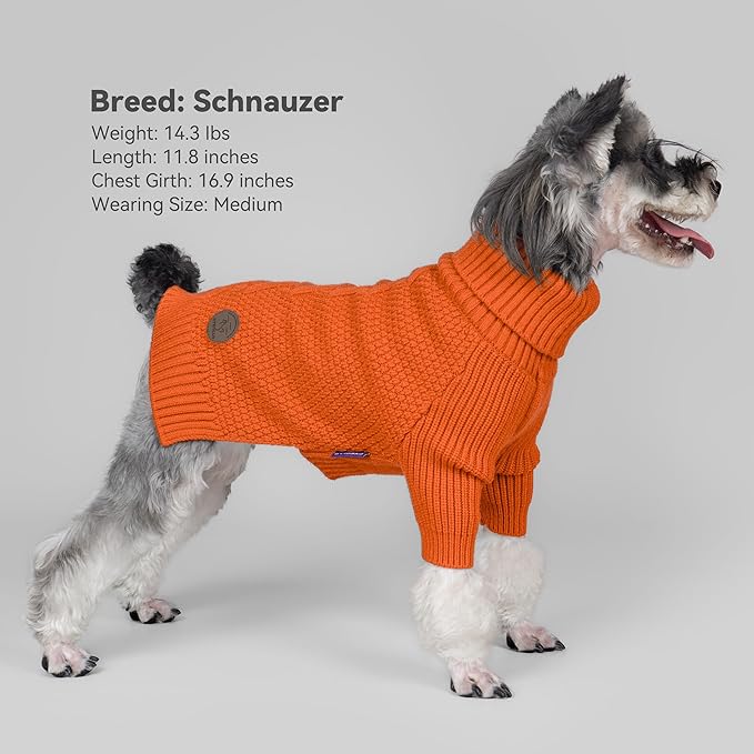cyeollo 4XL Dog Sweater,Pullover Turtleneck for Large Dogs Classic Knitwear Fall Winter Cold Weather Pet Clothes Warm Pet Apparel Large Big Dog Sweaters Female, Orange XXXXL