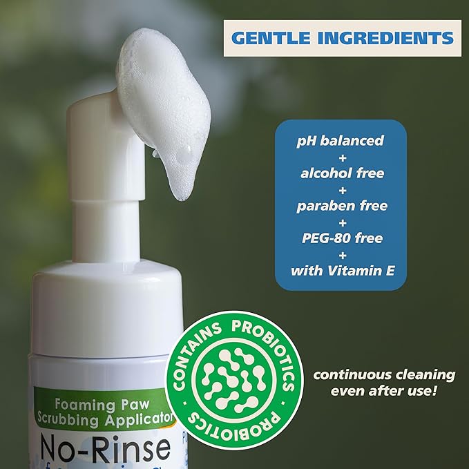 Wahl USA Gentle Foaming Dog Paw Cleaner, No-Rinse Probiotic Formula with Soft Silicone Paw Scrubber Brush, Coconut Lime Verbena Scent, 8 fl oz – Model 3028477