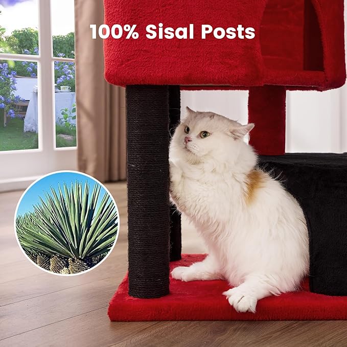 Gardner Pet 41" Tall Gothic Cat Tree for Medium-Large Cats, Heavy Duty Cat Tower with 2.8in Posts & Washable Top Perches, Space-Saving Cat Furniture for Apartments, Easy to Assembly