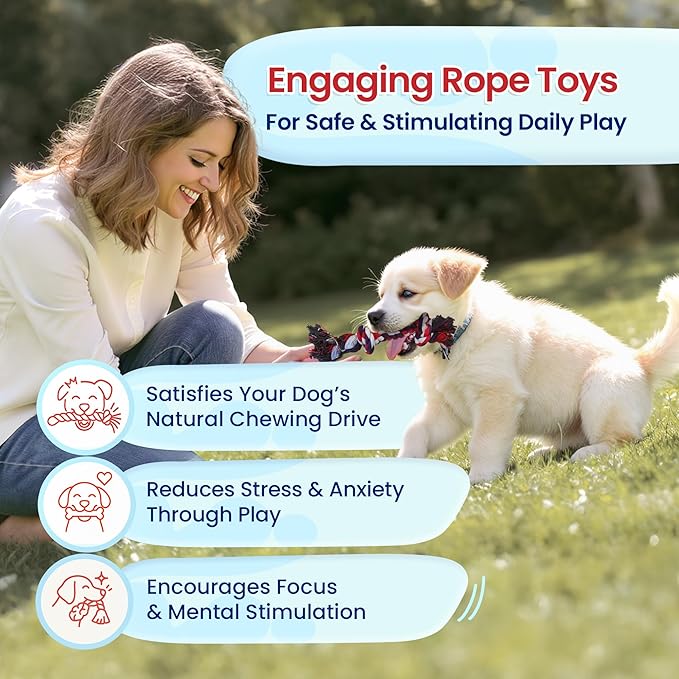 Pacific Pups Products Dog Rope Toys for Medium Dogs & Small Dogs 5 Pack - Puppy Teething Toys and Small Dog Toys - 5 Puppy Chew Toys for Teething