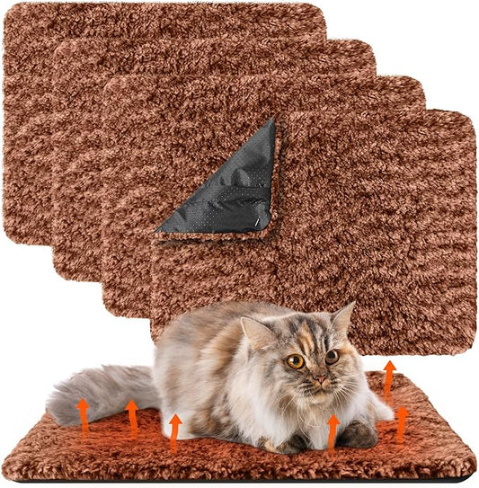 4 Pack Self Warming Cat Bed Indoor Self Heating Dog Cat Pad Washable 16 x 20 Inch Thermal Pet Kennel Pad Crate Bed Mat Reflect Body Heat for Outdoor