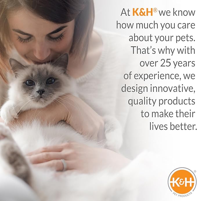 K&H Pet Products Thermo-Kitty Bed Heated Cat Beds for Large Indoor Cats & Dogs, Calming Warming Pillow Pet Bed, Machine Washable, Removable Heater, Safety Listed - Large 20" Round Sage/Tan