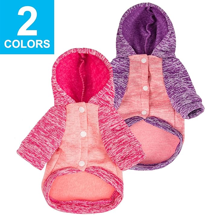 Dog Sweater, Dog Sweaters for Small Dogs, 2, 3 Pack Warm Soft Pet Clothes for Puppy, Medium Large Cat, Dogs Girl or Boy, Dog Shirt for Winter Christmas (Hoodie Pink,Purple+Pink,Rose, Medium)