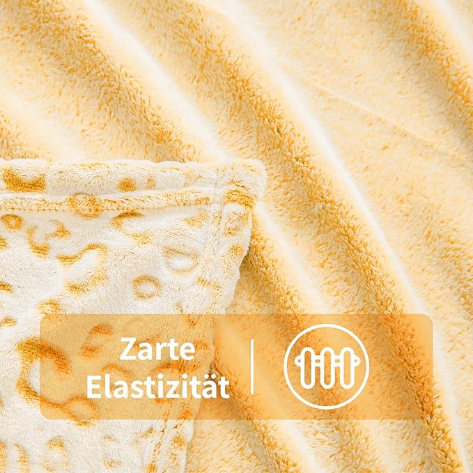 FY FIBER HOUSE Flannel Fleece Leopard Print Throw Blanket Super Soft Lightweight Fluffy Twin Blankets for Couch, 60"X80",Yellow