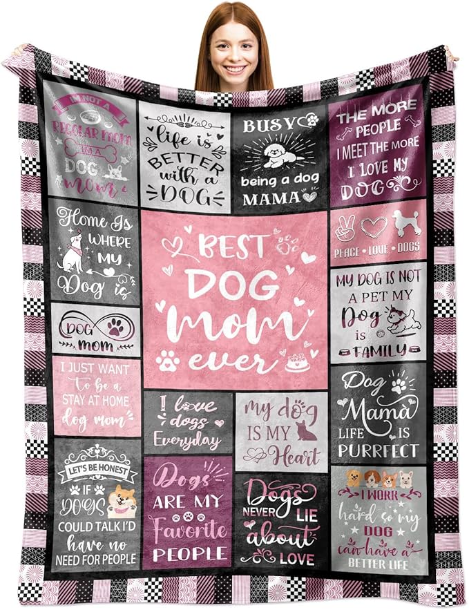 Dog Mom Blanket Gifts for Dog Lover Soft Flannel Throw Blanket Dogs Gifts for Women Dogs Themed for Decor Couch Bedding 50"x40"