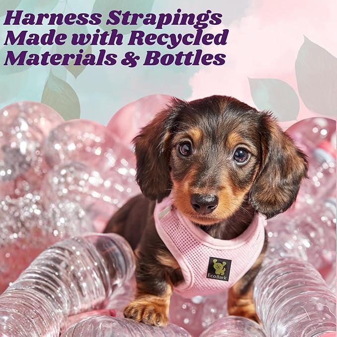 EcoBark Baby Pink Step in Dog Harness - Step in Mesh Dog Harnesses - Safe & Secure Wrap Around Body Halter Vest