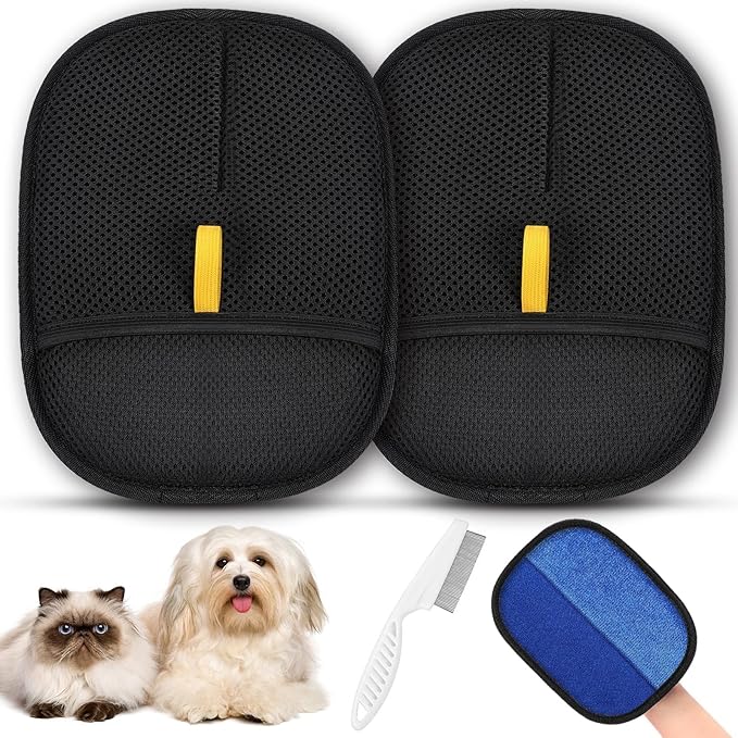 SAWMONG Pet Hair Removal Glove, 2Pcs Cat & Dog Reusable Pet Hair Remover Gloves 2025 New Upgrade, Grooming Pet Hair Remover Tool