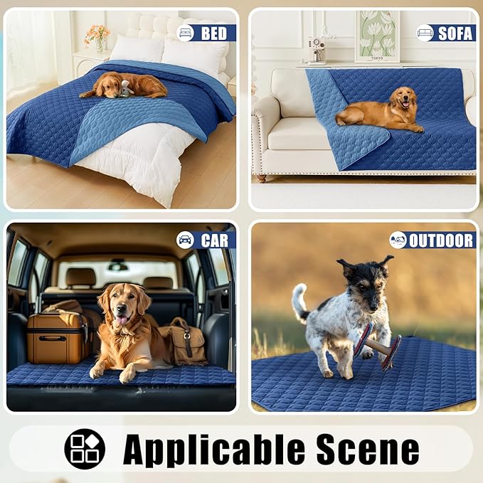 Smiry Waterproof Dog Bed Cover Blanket, Soft Reversible Pet Blanket, Washable Leakproof Cats Dogs Couch Cover for Sofa, Couch, Furniture (30x53 Inch, Navy/Blue)