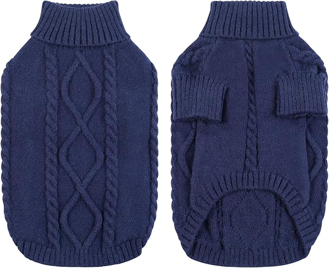 Queenmore Dog Sweater for Large Size Pet,Pitbull Dog Sweater,XXL Doggy Sweater for Labrador Retriever,Cold Weather Warm Knitted Pet Sweatershirt for Boy Girl Dogs (Dark Navy,2XL)