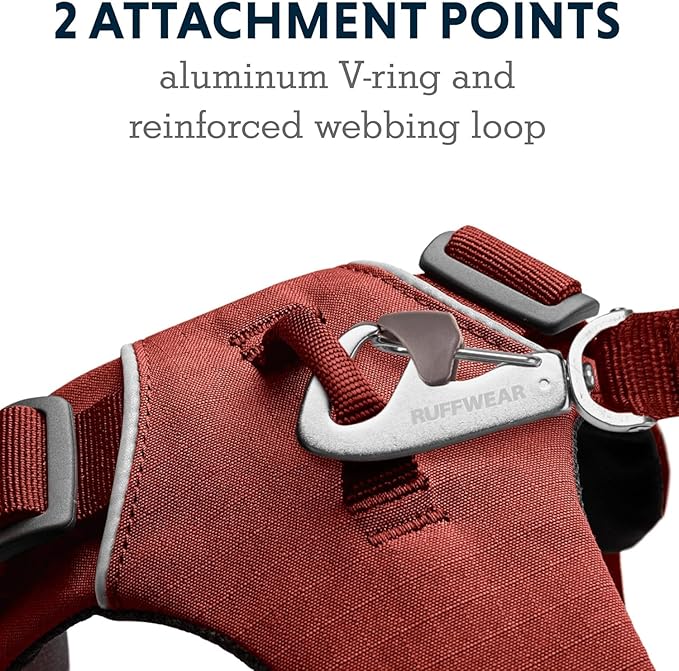 Ruffwear, Front Range Dog Harness, Reflective Soft Padded Everyday Harness with Dual Leash Clips, Adjustable and Lightweight Fit for Training or Walking for All Dogs, Red Clay, XX-Small