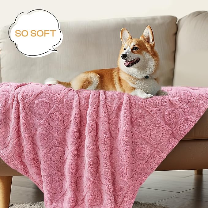 Luciphia Small Dog Blanket Washable Pet Bed Cover Soft Fluffy Puppy Blanket with Premium Fleece 300GSM Cozy Calming Cat Blankets for Indoor Cats Pink 30x20 inch