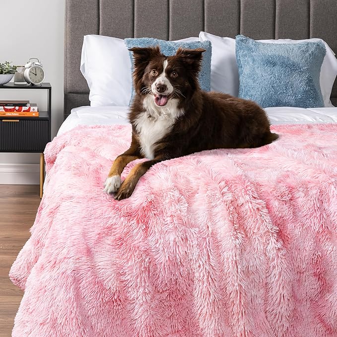 PetAmi Waterproof Dog Blanket for Medium Large Dogs, Calming Fleece Cat Blanket, Couch Protector Washable Sherpa Faux Fur Pet Throw for Puppy, Soft Reversible Leakproof 40x60 Tie-Dye Pink