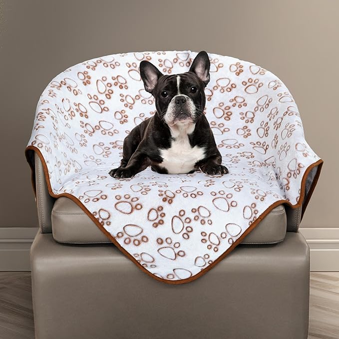 Stuffed Brown Soft Dog Blanket for French Bulldog Gifts, 43 * 66 inches, Premium Brown Flannel Fleece Blanket, Newborn Puppy Kitten Boy Essentials