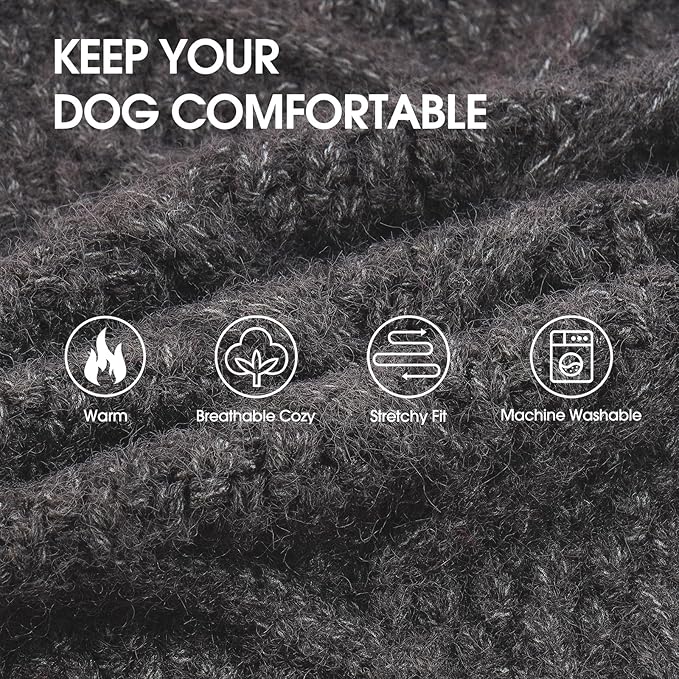 IECOii Dog Sweaters for Large Dogs, XXL Dog Sweater Warm Pullover Vest for Winter, Knitted Sweatshirt for Extra Large Dogs Boy Girl, Labradors, Pitbull Sweaters, Darkgrey - 2XL