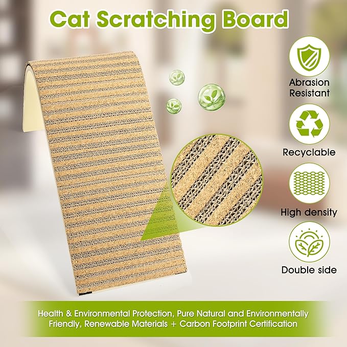 Easy-Replace Cat Scratching Pad with Cork & Cardboard Refills, Eco-Friendly Scratch Board Toy, No Mess Debris for Cat Health, Sustainable Kitten Scratching Post